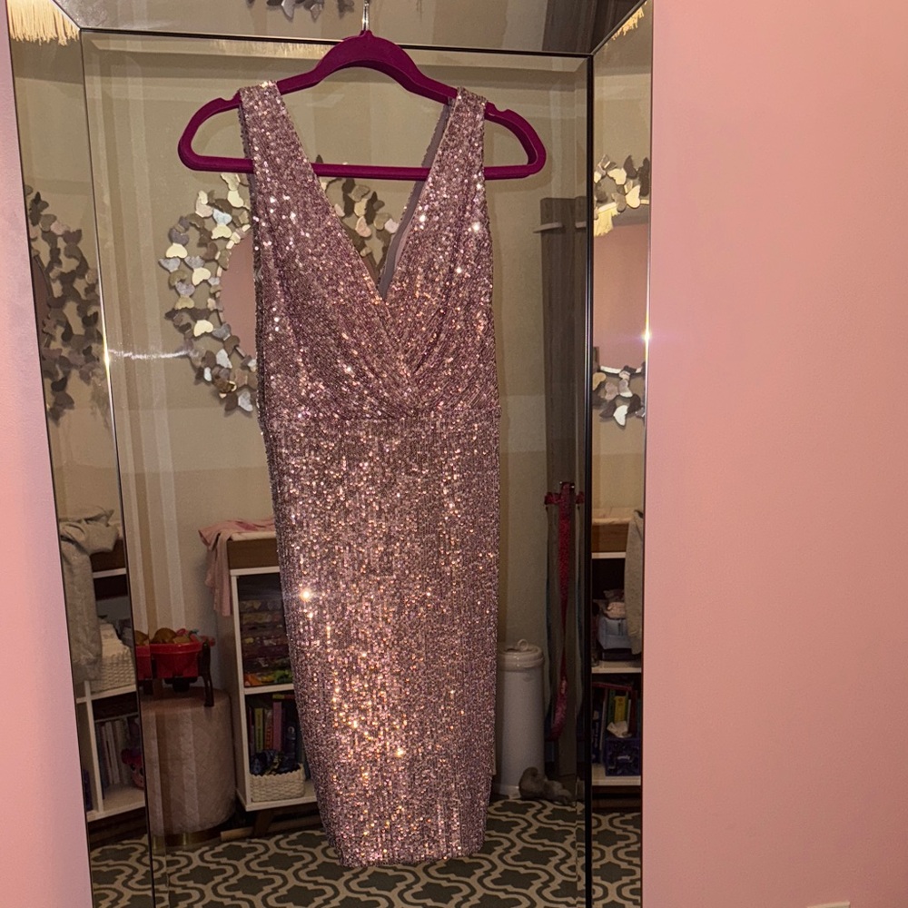 Glamorous Backless Pink Sequin Dress
